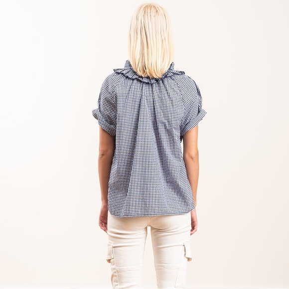 A Shirt Thing Margot Shirt in Navy Gingham Plaid Size P/S - Picture 4 of 11